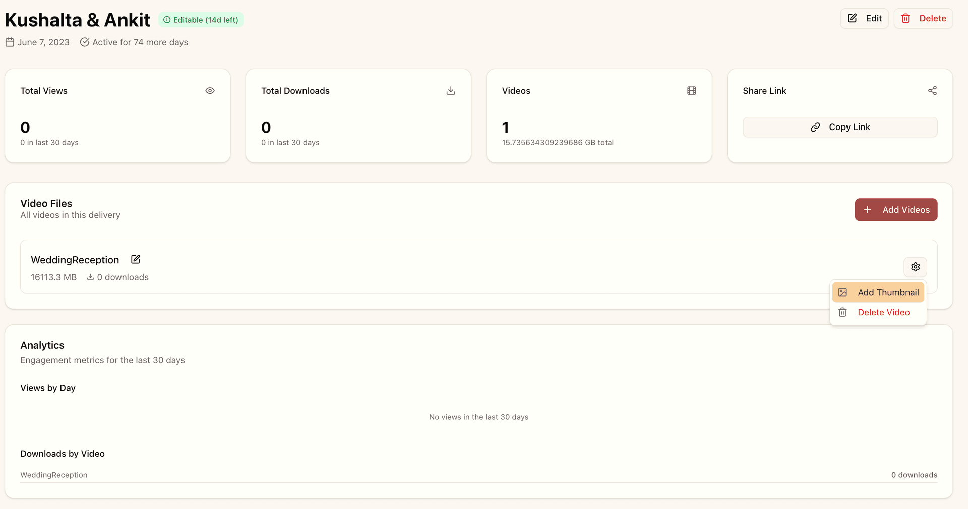 Add Thumbnail option in delivery management